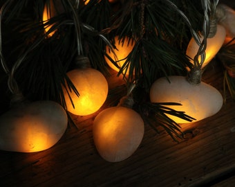 String Lights with Quartz Sea Stones - Coastal Art Light Garland