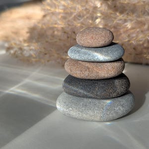 Miniature Pebble Cairn - Zen Balance - Tiny Stacking Stones - Stackable Sea Stones - Small Sustainable Gift