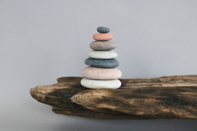Zen Balance Pebbles Small Beach Stone Cairn Mindfulness Gift Stacking Stones image 1