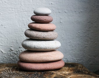 Japandi Art Cairn - Zen Garden Stones  - Stacking Sea Stones - Desk Decor Aesthetic Minimalist