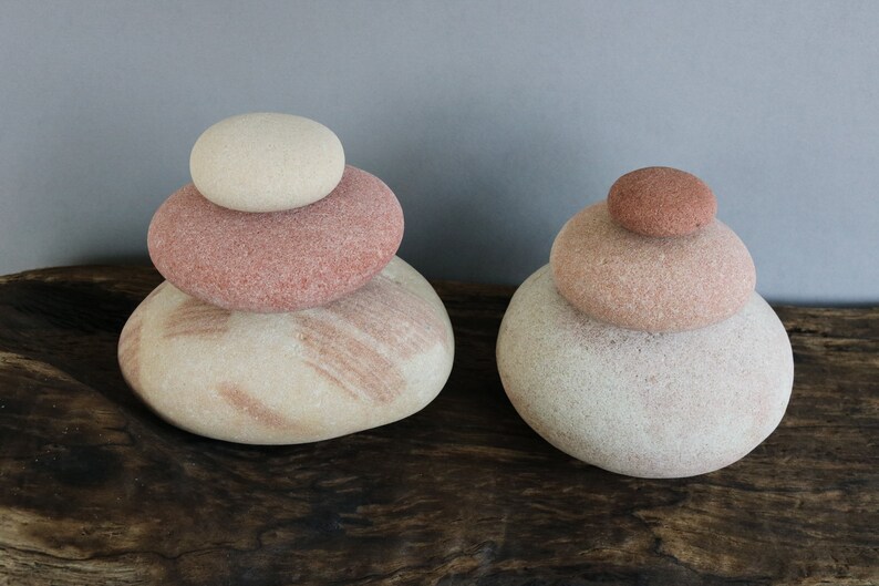 Zen Garden Stone Cairn Assembled Rock Balance Sculpture Etsy