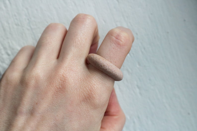 Pink Pebble Ring Handmade Solid Stone Nature Ring Minimalist Statement Jewelry image 4