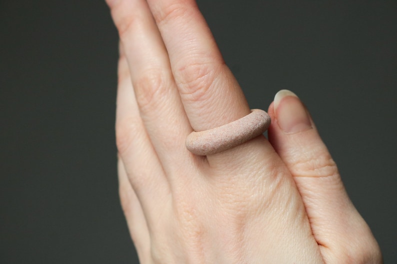 Pink Pebble Ring Handmade Solid Stone Nature Ring Minimalist Statement Jewelry image 5