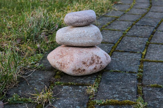 Large Zen Garden Cairn Natural Beach Stone Stack Rocks Balance Sculpture Yard Art Statue Wabi Sabi