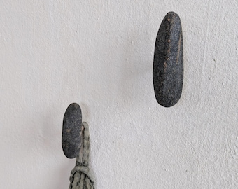 Rock Wall Hooks - Wabi-Sabi Towel Hooks for Bathroom - Set of 2 - Decorative Coat Hooks Wall Mount
