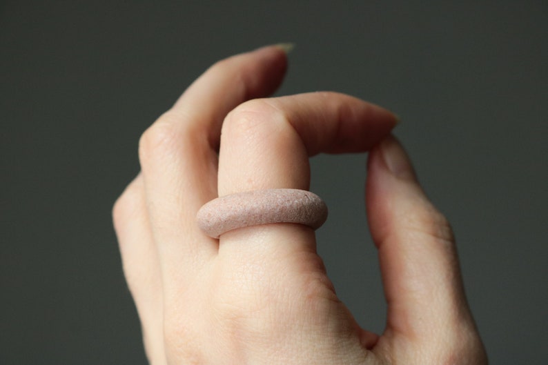 Pink Pebble Ring Handmade Solid Stone Nature Ring Minimalist Statement Jewelry image 6