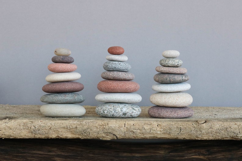 Zen Balance Pebbles Small Beach Stone Cairn Mindfulness Gift Stacking Stones image 4
