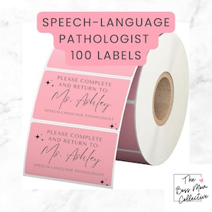 Etiquetas de patólogos del habla / Pegatina SLP personalizada / Firme y devuelva / Personalizado Complete la devolución a la etiqueta del patólogo del habla