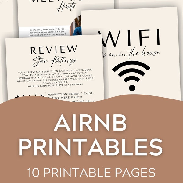 Airbnb Template, Airbnb Welcome Sign Airbnb Welcome Book Editable Template Wifi Info Sheet Vacation Rental Rental Guidebook Rental Template