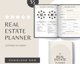 2023 Real Estate Planner | Real Estate Marketing | Planner for Realtors New Real Estate Agents | Realtor Guide Editable Canva | template
