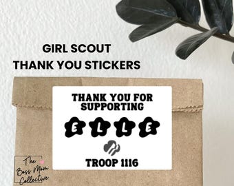 Girl Scout Troop Thank You Stickers | Thank you for your order Stickers | Cookie Season stickers | Girl Scout Cookie Season | Cookie Prep