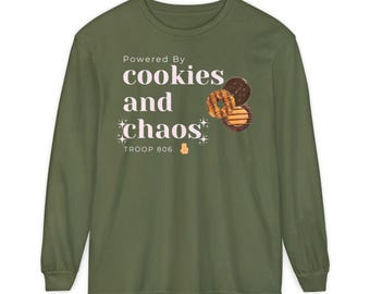 Custom Girl Scout Cookie Long Sleeve T-Shirt | Personalized Scout Troop Number | I'm Just Here for the Cookies Shirt | Cookie Dealer Shirt |