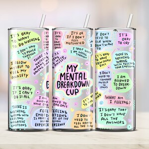 Mental Health Gifts | Daily Affirmations Tumbler Cup With Lid And Straw | Daily Reminder Iced Coffee | Mental Health Awareness