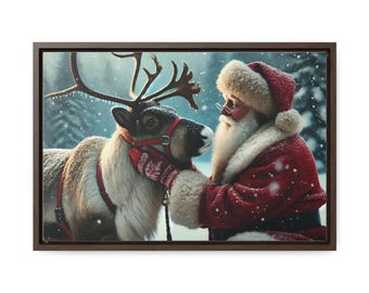 Vintage Weihnachtsmann Leinwand Kunst - Weihnachtsdekoration - Weihnachtsmann Wandkunst - Urlaub Dekoration