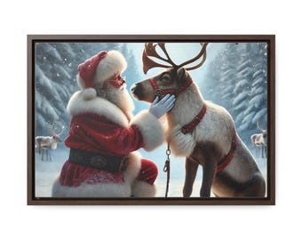 Vintage Weihnachtsmann Leinwand Kunst - Weihnachtsdekoration - Weihnachtsmann Wandkunst - Urlaub Dekoration