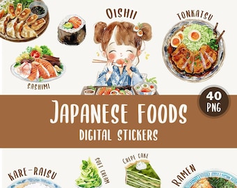 Digital Planner Stickers | Japanese Food Digital Stickers | Goodnotes Stickers | Journal Stickers | iPad Stickers | Png Stickers