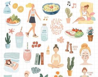 Digital Planner Stickers | Self-care Clipart | Self Love Sticker | Goodnotes Stickers | Journal Stickers | iPad Stickers | Png Stickers
