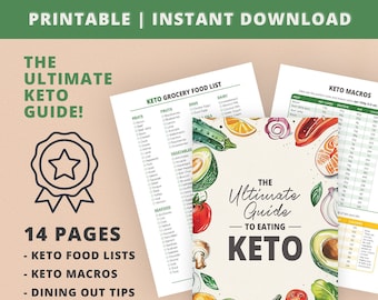 Keto Food List Printable, Keto Grocery List Printable, Keto Food List for Beginners, Low Carb Food List, Keto Tracker, Keto MACROs, A4 Guide