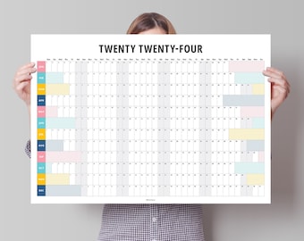 2024 Year Planner Digital | Wall planner | Large Wall calendar | calendar printable | Year calendar | Colorful theme | Instant Download File