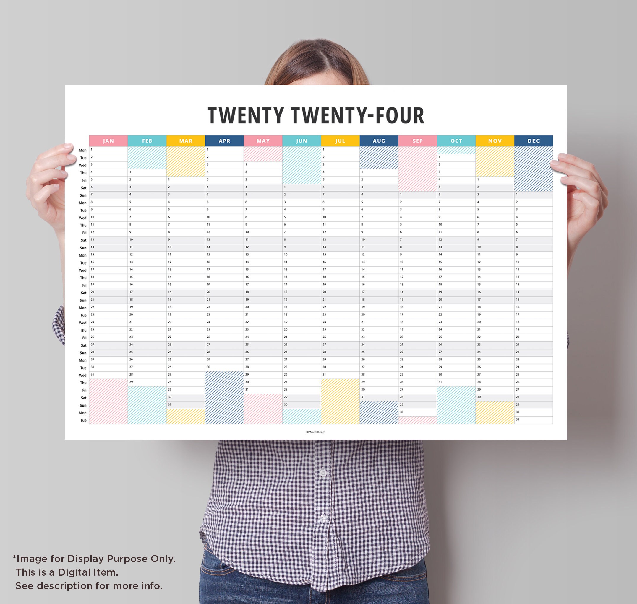 2024 Year Planner Digital Wall Planner Large Wall Calendar Etsy