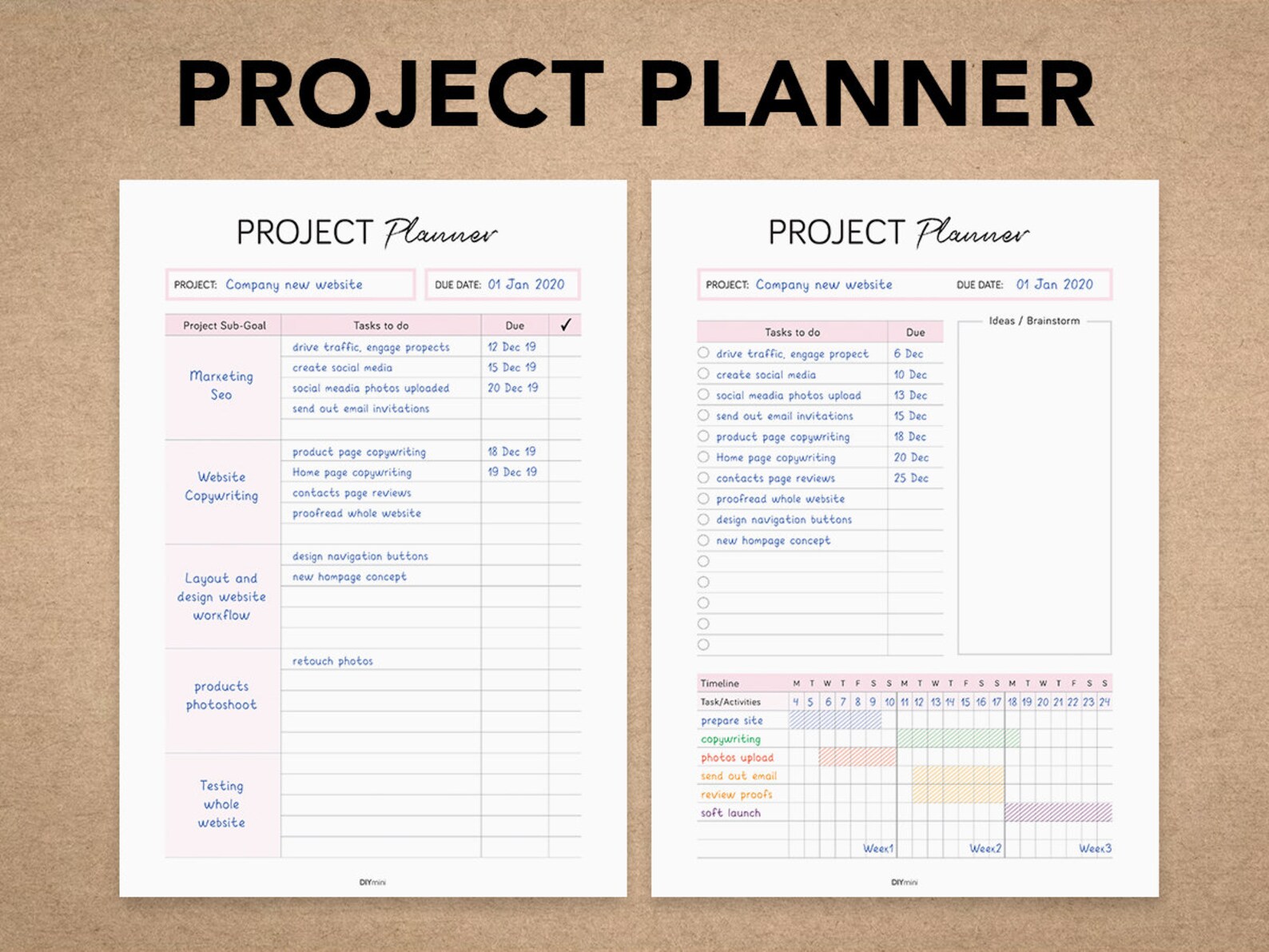 Project Planner Productivity Planner Assignment Planner - Etsy