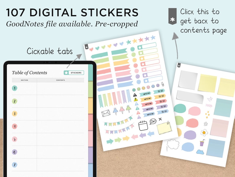 Digital Notebook Goodnotes Notability Digital Stickers Etsy