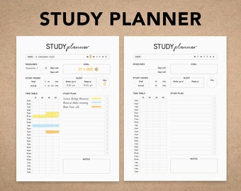 Planificador de estudio diario / Planificador de estudiantes / Seguimiento de tareas / Planificador de tareas / Universidad / Descarga instantánea PDF / Planificador imprimible