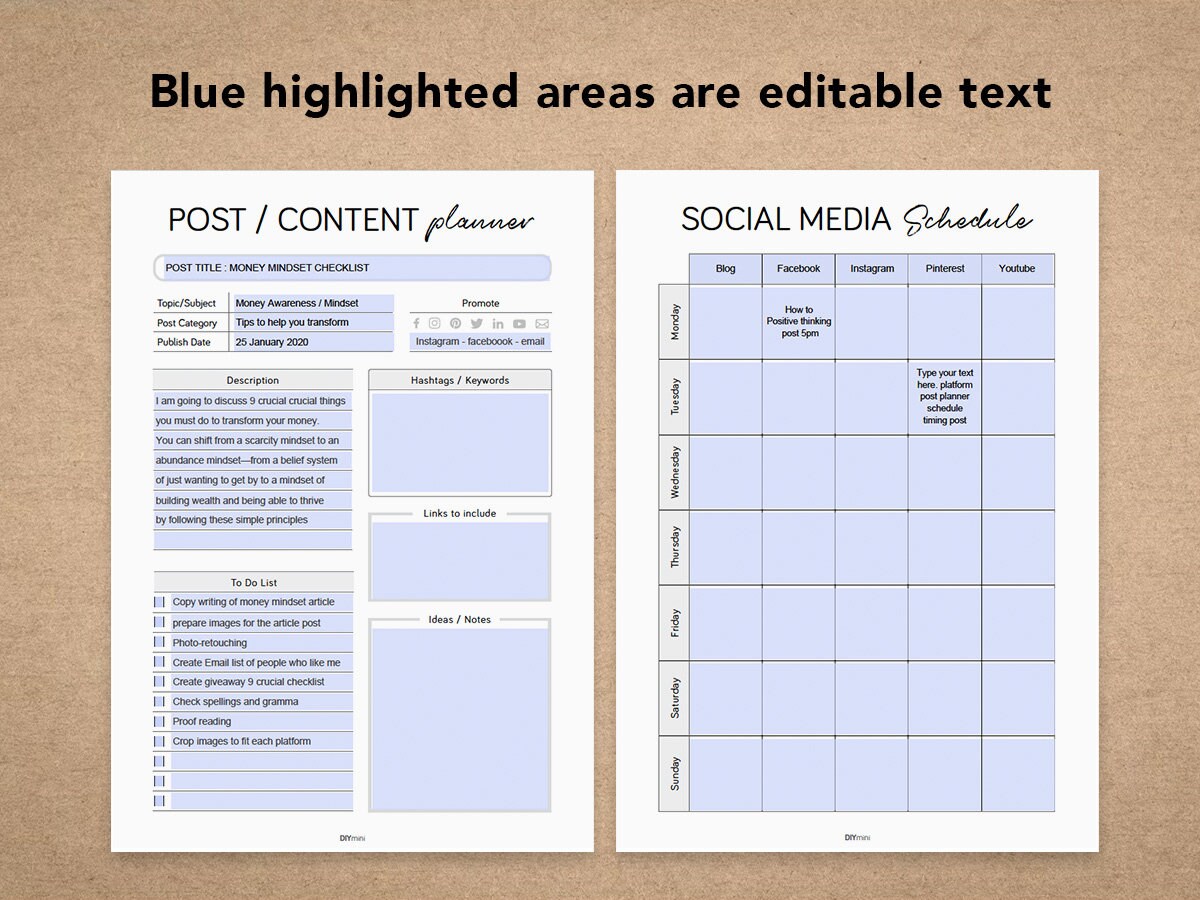 Editable Post and Content Planner | Blog Post | Social Media | Content ...