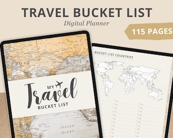 Digital Travel Bucket list | Digital Travel Journal | Goodnotes | Notability |Travel Planner | iPad | Travel Diary | Travel Notebook