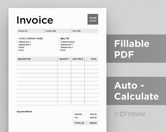 invoice pdf etsy
