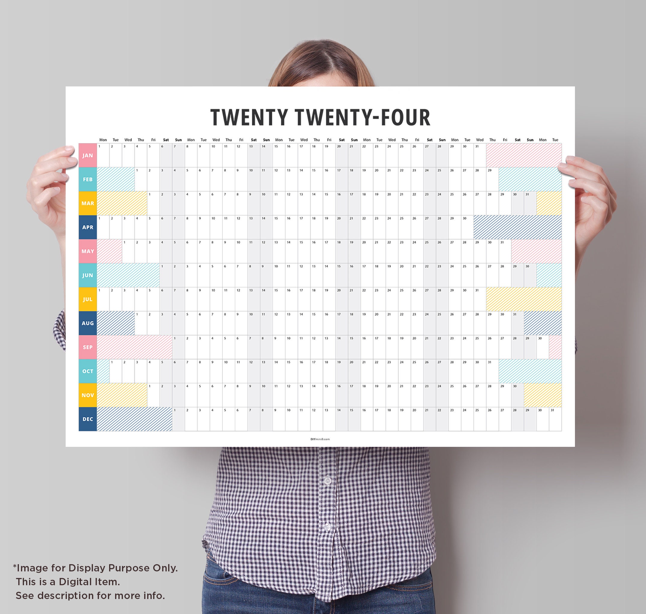 2024 Year Planner Digital Wall Planner Large Wall Calendar Etsy