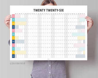 2026 Year Planner Digital | Wall planner | Large Wall calendar | calendar printable | Year calendar | Colorful theme | Instant Download File