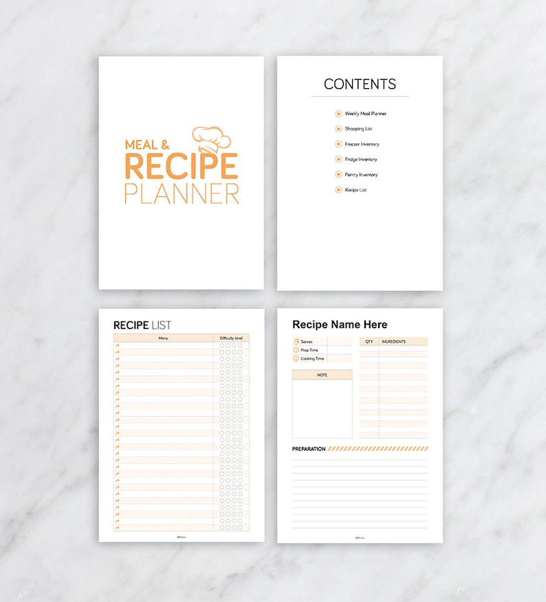 Meal & Recipe Planner Interactive Fillable PDF Printable Etsy