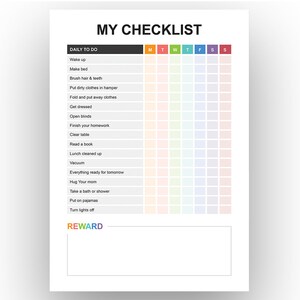 To do list - Kid Checklist | Editable PDF | A4 | Letter size