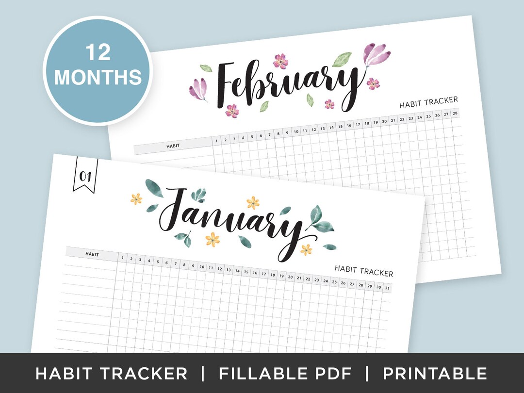Monthly Habit Tracker Printable | Fillable PDF | Daily Routine Tracking ...