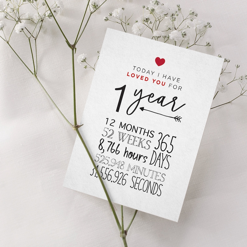 First Anniversary Card 1 Year Printable Etsy
