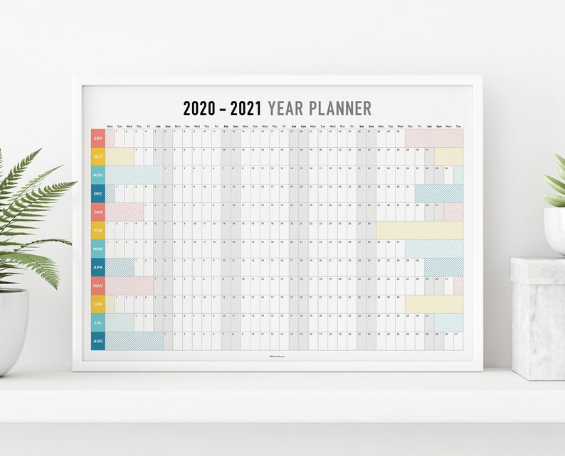 2020 2021 academic year wall planner 202021 calendar etsy