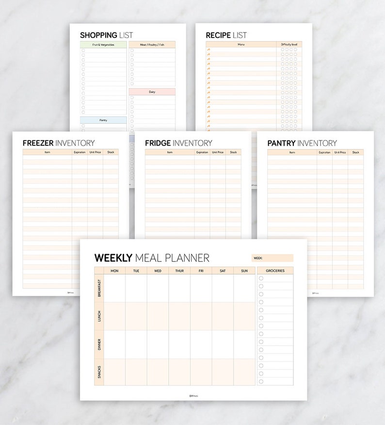 Meal & Recipe Planner Interactive Fillable PDF Printable Etsy