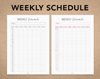 Weekly Schedule | Timetable | Planner | Instant download
