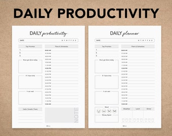 Invulbare pdf-dagplanner | Productiviteitsplanner | Planningplanner | Directe download pdf | A4 | Amerikaanse brief