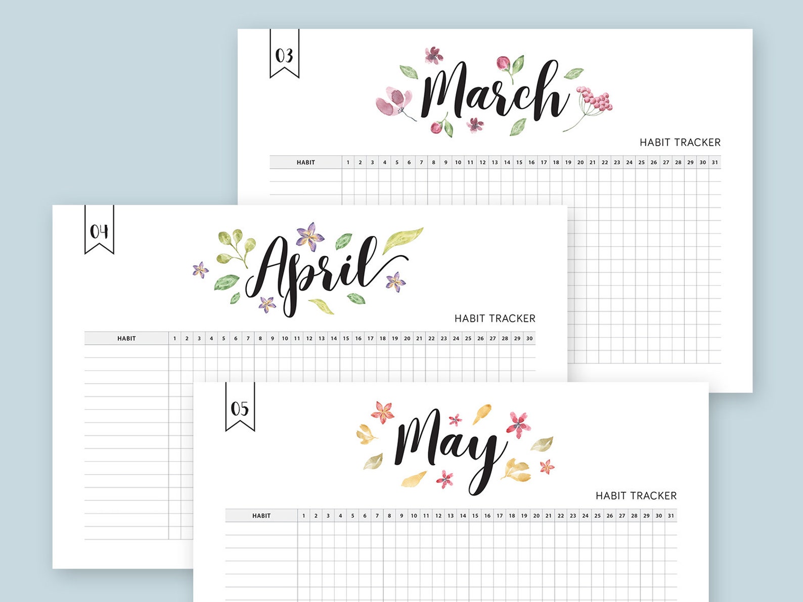 Monthly Habit Tracker Printable Fillable PDF Daily Routine - Etsy