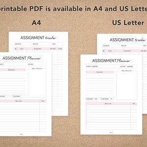Fillable Assignment Tracker | Assignment Homework Planner | College ...