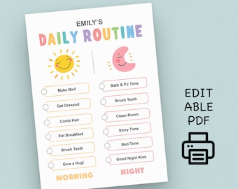 To do list - Kid Checklist | Daily Checklist Chore Chart | Kids Responsibility Chart My Daily Routine | Editable PDF | A4 | Letter size
