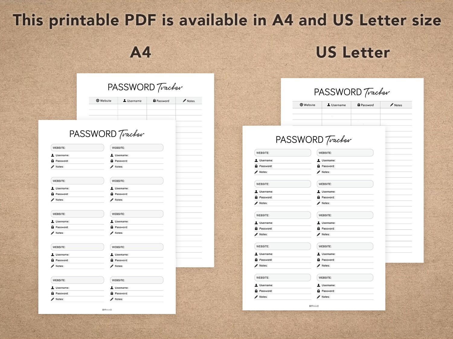 Fillable Password Tracker | Password Log | Password Organizer ...