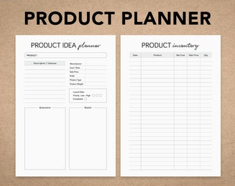 Fillable Product Planner |  Inventory List | Business Planner | Editable Instant download PDF | Printable Planner A4 & US Letter