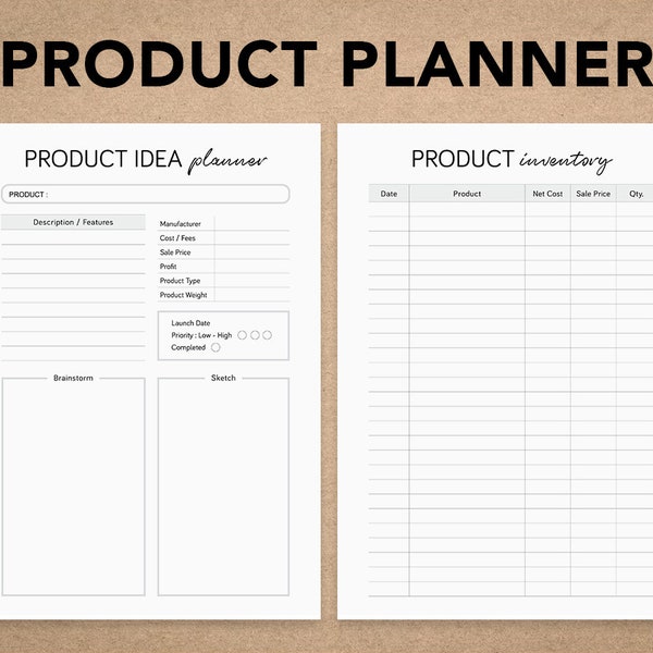 Fillable Product Planner |  Inventory List | Business Planner | Editable Instant download PDF | Printable Planner A4 & US Letter