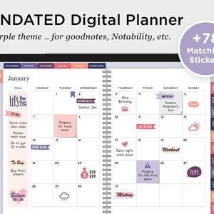 Digital Planner, iPad Planner, Goodnotes Planner, Purple theme Digital Planner, Undated Digital Journal, Notability, Goodnotes Template