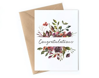 Congratulations Card / Instant Download / Printable / E-card / Floral ...