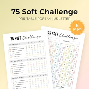 75 Soft Challenge Tracker PDF – 75 Day Challenge Printable, Fitness Journal, Self Improvement Planner, Weight Loss Habit Tracker