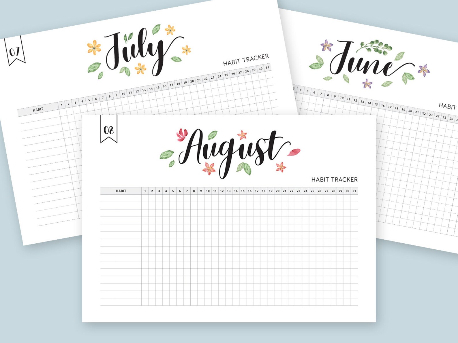 Monthly Habit Tracker Printable Fillable PDF Daily Routine - Etsy